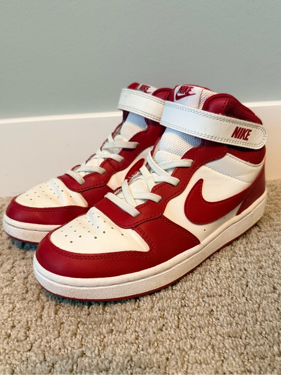 Nike Other - Nike Court Borough Mid 2 3Y Red White Leather High Top Sneakers CD7783 124
